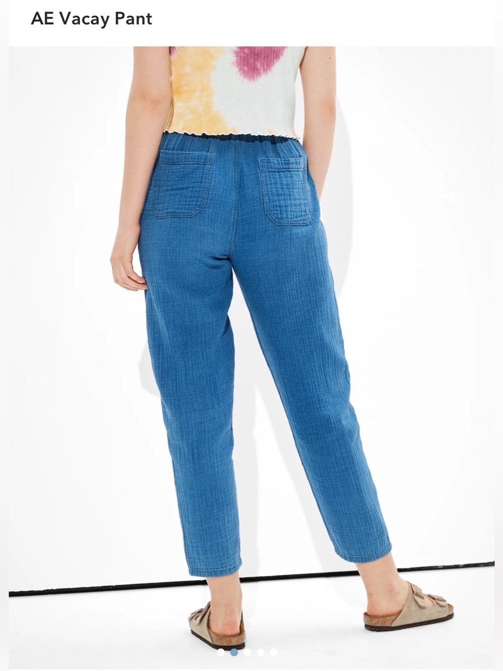 American Eagle Vacay Pants Cotton Gauze Blue , XS - Picture 4 of 8